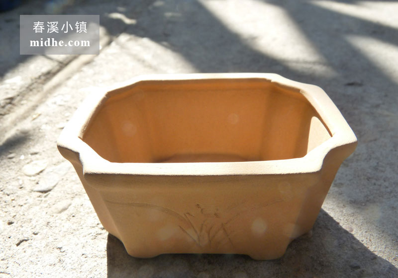 小四方紫砂盆-春溪小镇