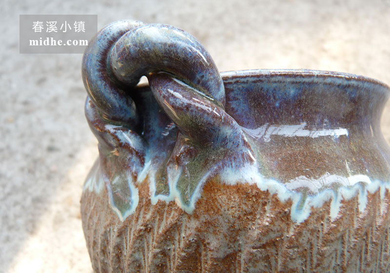 双耳流釉陶盆-春溪小镇